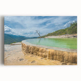 Black and white stretched canvas of Oaxaca scenery, ideal for kitchen wall art.