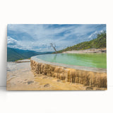 Black and white image of Oaxaca scenery on stretched canvas, suitable as large kitchen wall art.