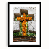 Extra large colorful abstract art print of Quintana Roo scenery on a textured canvas, framed in black.