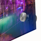 Large abstract wall art depicting a Yucatan scenery in vibrant colors, printed on acrylic glass, ideal for dining room decor.