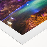 Art deco poster featuring a serene Yucatan landscape in muted green and brown tones on rolled canvas.