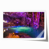 Rolled print of Yucatan scenery with vibrant floral elements, ideal for art wall dining room or classy bathroom decor.