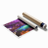 Extra large rolled print of Yucatán scenery with vibrant floral elements.