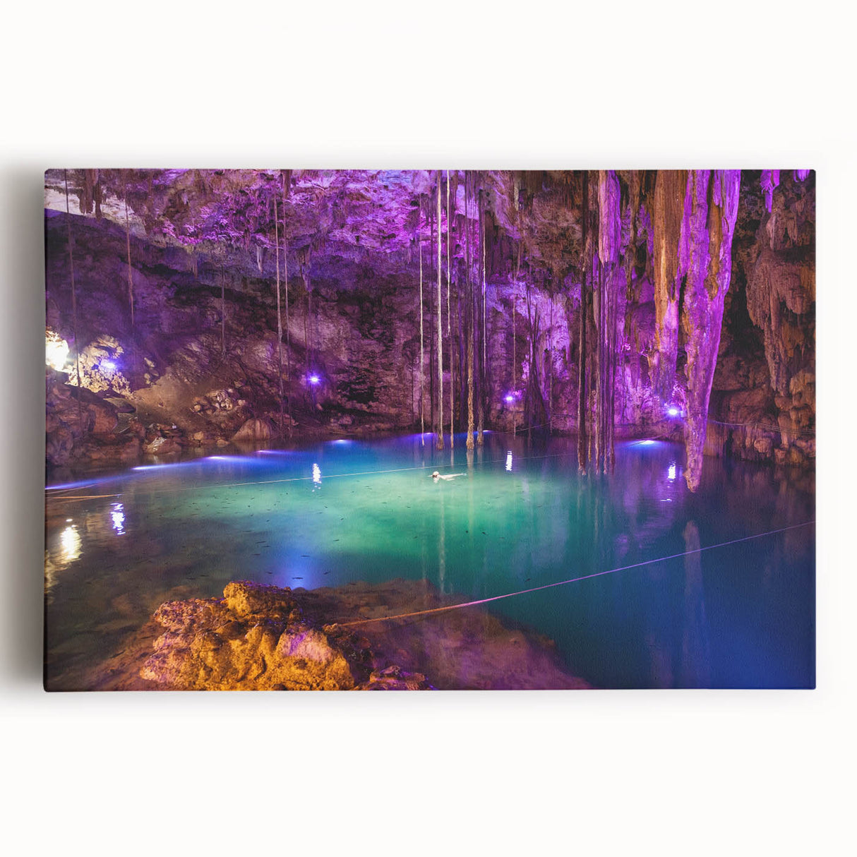 Large black and white stretched canvas of Yucatan scenery, ideal for kitchen wall art.