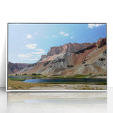 Framed acrylic print of a Middle Eastern scenery in soft earth tones, suitable for modern art wall decor.