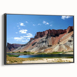 Black and white vintage poster art of an Afghan landscape on framed canvas, suitable for bedroom wall decor.