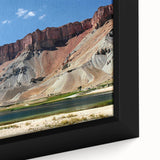 Extra large black wall art depicting a textured Middle Eastern scenery on a framed canvas, ideal for living room decor.