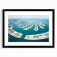 Abstract art print of Dubai skyline in vibrant colors on a textured, extra large canvas, ideal for living room decor.