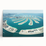 Black and white stretched canvas of Dubai skyline, ideal for kitchen wall art or bedroom ambiance.
