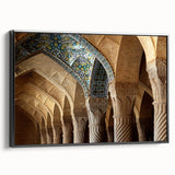 Black and white landscape art painting of Middle-Eastern scenery on framed canvas, ideal for bedroom wall decor.