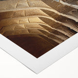 Art Deco poster of a Middle Eastern landscape on rolled canvas, with muted earth tones, suitable for dining room decor.