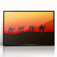 Large abstract wall art depicting a Middle Eastern Iraqi scenery in muted earth tones on a framed acrylic.