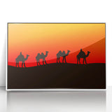 Acrylic print of a Middle Eastern landscape in muted earth tones, framed in white, suitable for modern art wall decor.