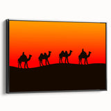 Black and white framed canvas of a vintage Middle Eastern landscape, ideal for bedroom wall decor.