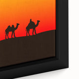 Extra large framed canvas depicting a textured, colorful Middle Eastern Iraq scenery in black wall art.