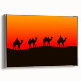 Landscape art painting of a Middle Eastern scenery on a silver-framed canvas.