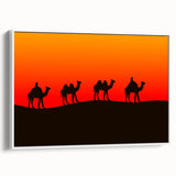 Vintage poster art of a Middle Eastern scenery on framed canvas, with vibrant colors on a white background.