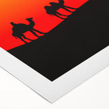 Art deco poster of a Middle Eastern scenery in muted earth tones on rolled canvas, ideal for dining room wall art.