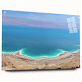 Acrylic print of the Dead Sea in Israel, showing muted blue and beige tones, suitable for bedroom or dining room decor.