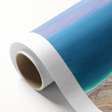 Art Deco poster of the Dead Sea in muted blue and beige tones on rolled canvas, ideal for nursery wall art.