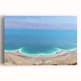 Black and white stretched canvas of the Dead Sea, ideal for kitchen wall art.