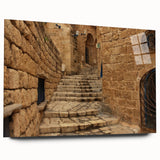 Acrylic print of Jerusalem skyline in muted earth tones, ideal for bedroom or dining room decor.