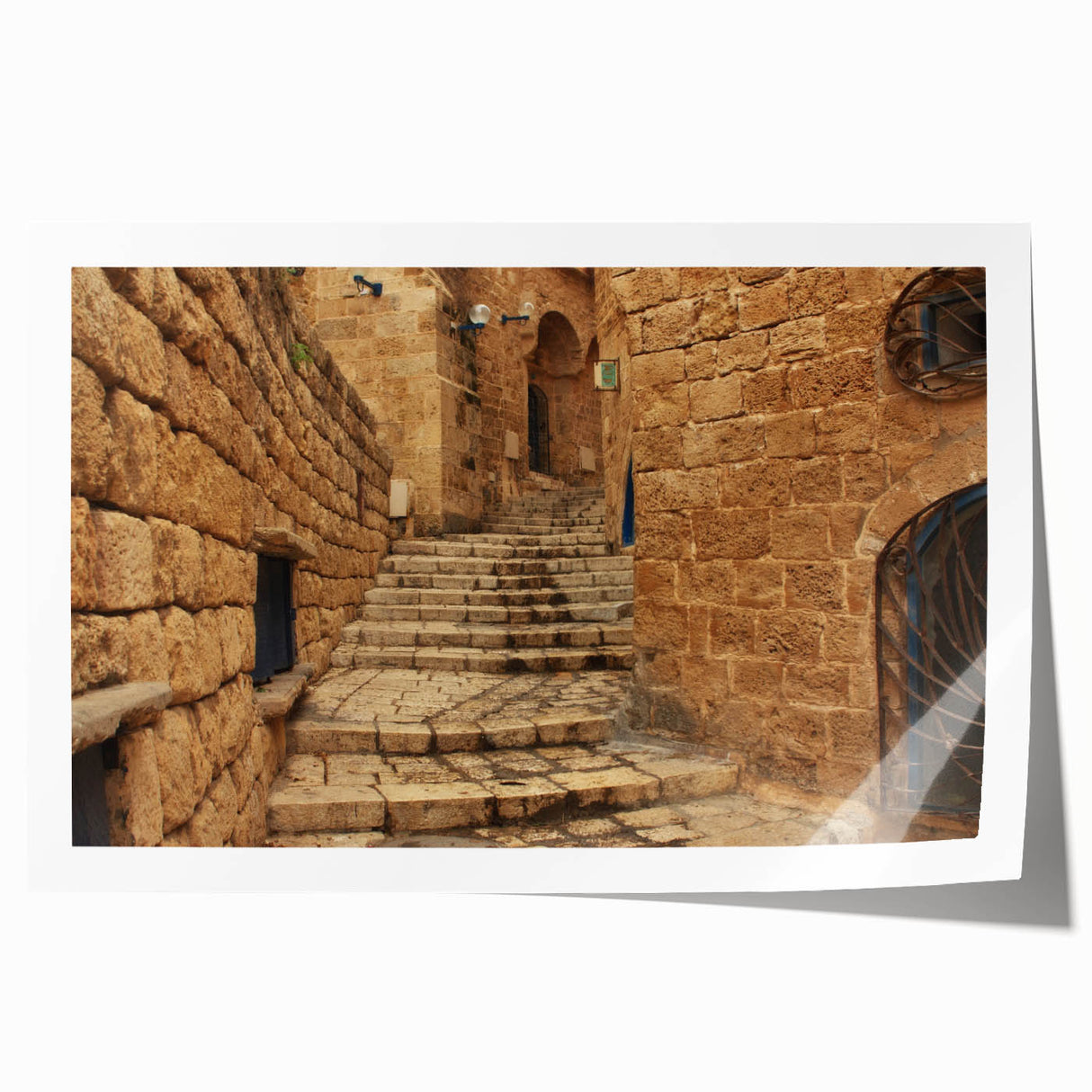 Rolled print of Jerusalem scenery in muted earth tones, ideal for dining room wall art.