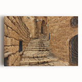 Black and white stretched canvas of Jerusalem skyline, ideal for kitchen wall art.