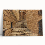 Black and white stretched canvas of Jerusalem skyline, ideal for kitchen wall art or bedroom ambiance.