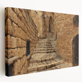 Large stretched canvas depicting a serene Jerusalem landscape in soft earth tones, ideal for kitchen wall art.