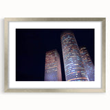Textured abstract art print of Tel Aviv skyline in muted earth tones on framed canvas, suitable for bedroom decor.