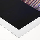 Art deco poster of Tel Aviv skyline in muted earth tones on rolled canvas, suitable for dining room decor.