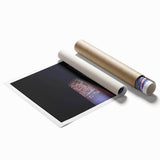 Extra large rolled print of Tel Aviv skyline in muted earth tones, ideal for classy bathroom wall art.