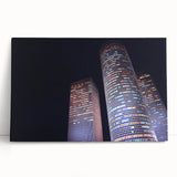 Black and white large canvas print of Tel Aviv skyline, ideal for kitchen wall art or bedroom decor.