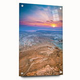 Acrylic print of a Middle Eastern landscape in subtle earth tones, ideal for dining room decor.