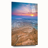 Large abstract wall art depicting Middle Eastern scenery in muted earth tones on acrylic glass.