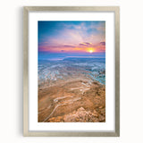Textured abstract art print of a Middle Eastern scenery in silver frame, ideal for bedroom wall decor.
