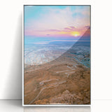 Acrylic print of a minimalist Israeli landscape in muted earth tones, ideal for modern art wall decor.