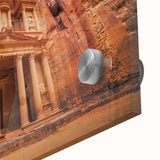 Mid-century modernist style large abstract art print of a Jordanian landscape on acrylic glass.