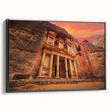 Black and white framed canvas of a Jordanian landscape, ideal for bedroom wall art in a vintage poster style.