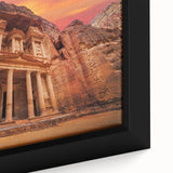 Extra large framed canvas of a textured Middle Eastern scenery in black with colorful accents, ideal for living room decor.