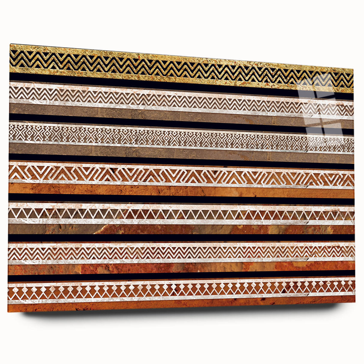 Large abstract wall art featuring a Middle Eastern Oman scenery in muted earth tones on acrylic glass.