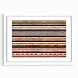 Abstract art print featuring a desert scene in Oman with soft beige and blue tones, framed with a white mat.