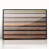 Large abstract wall art depicting a Middle Eastern Oman scenery in muted earth tones on framed acrylic.