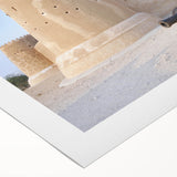 Art deco poster of Qatar scenery in muted earth tones on rolled canvas, suitable for dining room wall art.