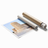 Extra large rolled print of a Middle Eastern scenery with vibrant floral motifs, ideal for classy bathroom wall art.