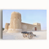 Black and white panoramic photo of Qatar skyline on stretched canvas, ideal for kitchen wall art.