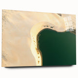 Large abstract wall art of a Middle Eastern desert scene in muted earth tones on acrylic glass.