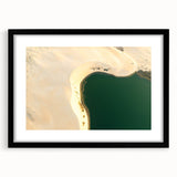 Extra large abstract art print featuring a colorful, textured depiction of a Middle Eastern scenery, framed in black.