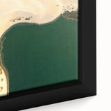 Extra large framed canvas featuring a textured black wall art scene of a Middle Eastern landscape in colorful hues.